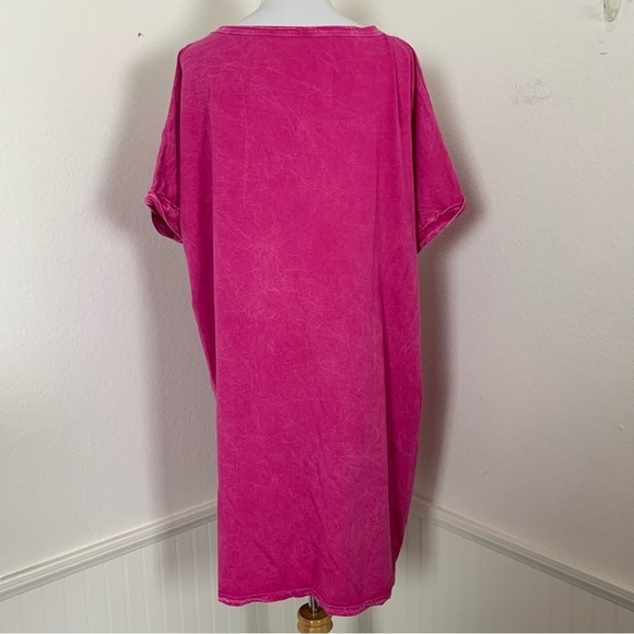 HRT & LUV Mineral Washed Tee Shirt Dress Freebird 2XL Pink Knee Length - Picture 5 of 14